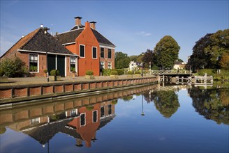 The village Onderdendam on the Boterdiep canal in the Dutch province Groningen