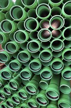 Green plastic pipes, Allgäu, Bavaria, Germany, Europe