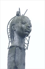 Sculpture Elcilyn by Ubbo Enninga, African woman of artist, head, cut-out, black and white,