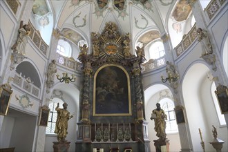 Parish Church of St Magdalena, Interior, Altar, Fürstenfeldbruck, Upper Bavaria, Bavaria, Germany,