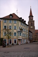 Church tower of St Michael's Church, St Michael's Church, Old Town, Fürth, Franconia, Bavaria,