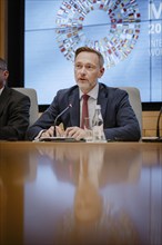 Christian Lindner (FDP), Federal Minister of Finance, photographed during the IMF press conference