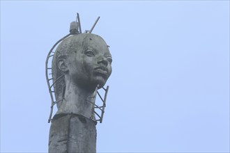 Sculpture Elcilyn by Ubbo Enninga, African woman of artist, head, cut-out, monochrome, Stadtpark,