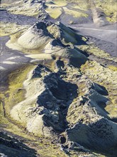 Moss-covered Laki crater or Lakagígar, series of craters, interior highlands of Iceland, Suðurland,