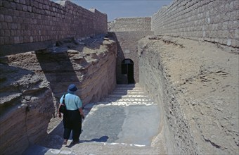 Entrance to the Serapeum, Sakkara, al-Jiza governorate, Egypt, September 1989, vintage, retro, old,