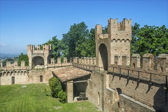 Partial view of the wall on the medieval Gradara Castle, Marche, Italy, Europe