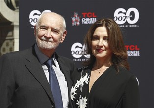 James Bond 60th anniversary celebration. Producers Michael G. Wilson and Barbara Broccoli place