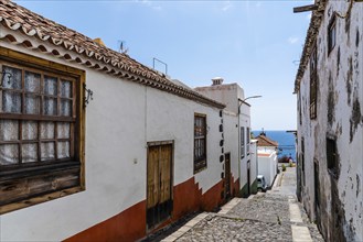 Typical houses in the traditional La Canela Quarter in Santa Cruz de la Palma, Canary Islands,