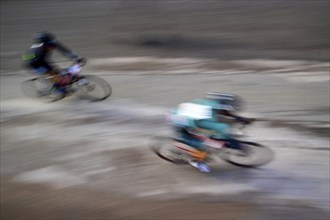 Photo with blur on a competitive road bike race