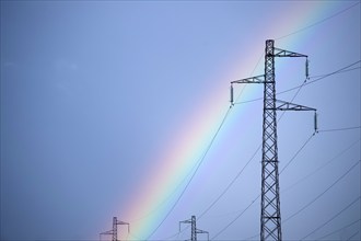 Effects arc of a rainbow near a high-voltage power line