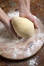 The preparation of the dough for fresh handmade pasta