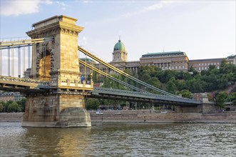 Buda Castle over the River Danube and the Chain Bridge, Budapest, Hungary, Europe