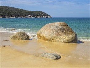 Granite boulders on the beach in North Waterloo Bay, Wilsons Promontory, Victoria, Australia,