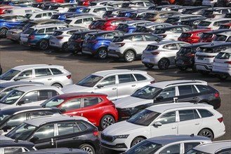 Duisburg, North Rhine-Westphalia, Germany, new cars, transhipment centre, car terminal in Duisburg