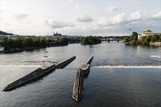 Scenic view of Vltava river in historic centre of Prague