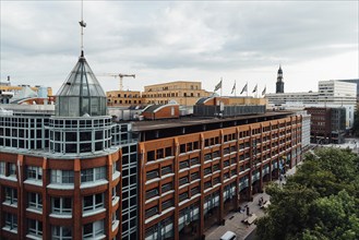 Hamburg, Germany, August 3, 2019 Car park and office building, Europe