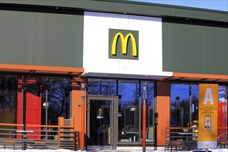 McDonalds fast food restaurant in Salo, Finland. March 12, 2023. McDonald's is the world's largest