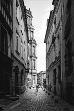 Rennes, France, July 23, 2018: Old man walking by street in Rennes, Europe