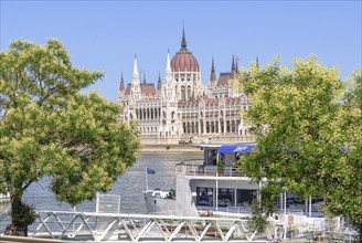 Hungarian Parliament Building photographed from the Sztehlo Gábor Quay (rakpart), Budapest,