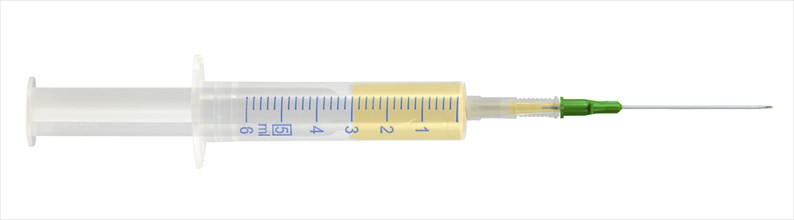 Isolated Syringe With Hypodermic Needle Filled With Vaccine For Covid-19