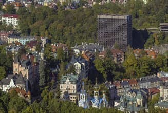 View of Karlovy Vary from Diana observation tower, Czech republic