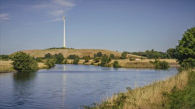 A wind turbine on the Große Ruhrinsel, Mülheim an der Ruhr, Ruhr area, North Rhine-Westphalia,