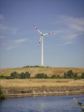 A wind turbine on the Große Ruhrinsel, Mülheim an der Ruhr, Ruhr area, North Rhine-Westphalia,