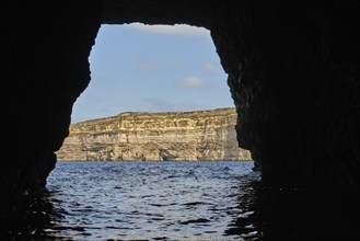 Inland Sea lagoon to the open sea, San Lawrenz, Malta, Europe