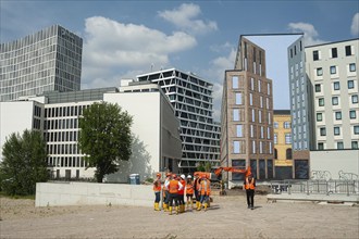 11.06.2019, Berlin, Germany, Europe, New office buildings and a building plot for commercial