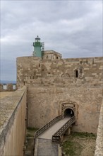 Syracuse, Italy, 28 December, 2023: view of the Maniace Castle and lighthouse in Isola di Ortigia