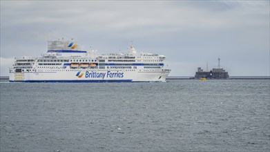 Plymouth, Devon, England, UK, May 25, 2022: Brittany Ferries Pont-Aven leaving Plymouth Harbour