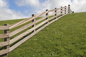 Wooden fence on a dyke