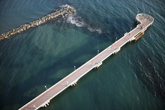 Top view of the pier of Marina di Massa Tuscany Italy