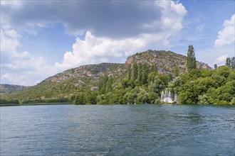 Roski slap is big waterfall in Krka national park, Croatia, Europe