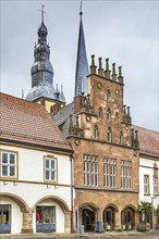 Market Square of Lemgo with town hall and Nicholas church, Germany, Europe