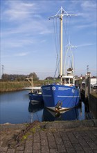 A fishing boat in the harbour of Nieuw-Beijerland on the river Spui in the Dutch region Hoeksche