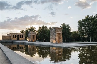 Madrid, Spain, September 27, 2014: Sunset on Temple of Debod. Temple of Debod. It is an Egyptian