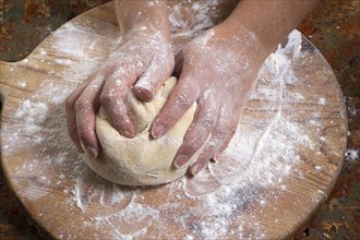 The preparation of the dough for fresh handmade pasta