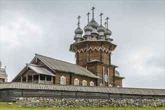 Historical site dating from the 17th century on Kizhi island, Russia. Church of the Intercession of