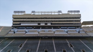 An aerial view of Neyland Stadium reveals a massive, iconic structure nestled by the Tennessee