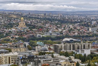 View of Tbilisi from Mtatsminda Pantheon, Georgia, Asia