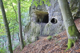 The rock castle near Emmendorf is a naturally formed natural stone arch. The rock formation was