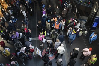 10.03.2022, Berlin, Germany, Europe, War refugees from Ukraine arriving at Berlin Central Station