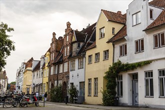 Lubeck, Germany, August 3, 2019: Scenic view of beautiful brick houses in historic centre, Europe