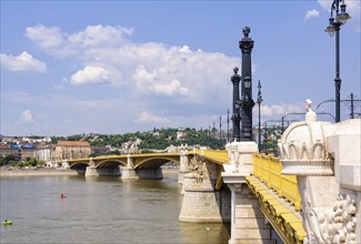 Margaret Bridge spans the River Danube between Pest and Buda, Budapest, Hungary, Europe