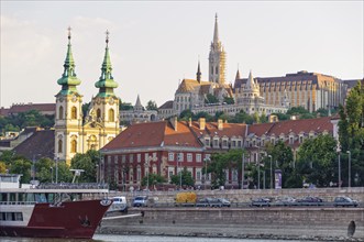 St Anne Church on Batthyany Square and Matthias Church on the Castle Hill, Budapest, Hungary,