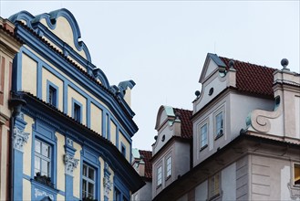 Old residential buildings in Prague against sky