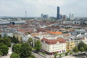 16.06.2019, Vienna, Austria, Europe, View from the Vienna Prater Giant Ferris Wheel over the