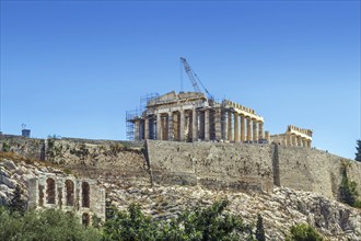 The Acropolis of Athens is an ancient citadel located on a high rocky outcrop above the city of