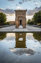 Madrid, Spain, September 27, 2014: Sunset on Temple of Debod. Temple of Debod. It is an Egyptian